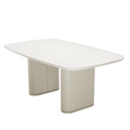 Mesa de Jantar Lintz 184 cm - Off White Fosco c/ PU Bege - Champanhe - Província - Mesa de jantar