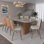 Mesa de Jantar Lintz c/ Vidro 220 cm - Off White c/ Caramel - Província - Mesa de jantar