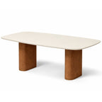 Mesa de Jantar Lintz c/ Vidro 220 cm - Off White c/ Caramel - Província - Mesa de jantar