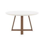 Mesa de Jantar Redonda Bennett c/ Vidro 135 cm - Natural c/ Vidro Off White - Província - Mesa de jantar