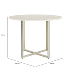 Mesa de Jantar Redonda com Vidro para 4 Lugares Arcádia 108cm Off - White Fosco com Champanhe - Província - Mesa de jantar