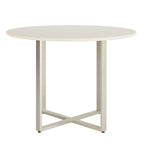 Mesa de Jantar Redonda com Vidro para 4 Lugares Arcádia 108cm Off - White Fosco com Champanhe - Província - Mesa de jantar