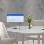 Mesa de Jantar Redonda com Vidro para 4 Lugares Arcádia 108cm Off - White Fosco com Champanhe - Província - Mesa de jantar