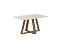 Mesa de Jantar Retangular com Vidro para 4 Lugares Avena 135cm Canella com Off - White Fosco - Província - Mesa de jantar