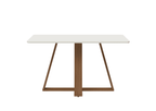 Mesa de Jantar Retangular com Vidro para 4 Lugares Avena 135cm Canella com Off - White Fosco - Província - Mesa de jantar