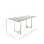 Mesa de Jantar Retangular com Vidro para 6 Lugares Arcádia 160cm Off - White Fosco com Champanhe - Província - Mesa de jantar