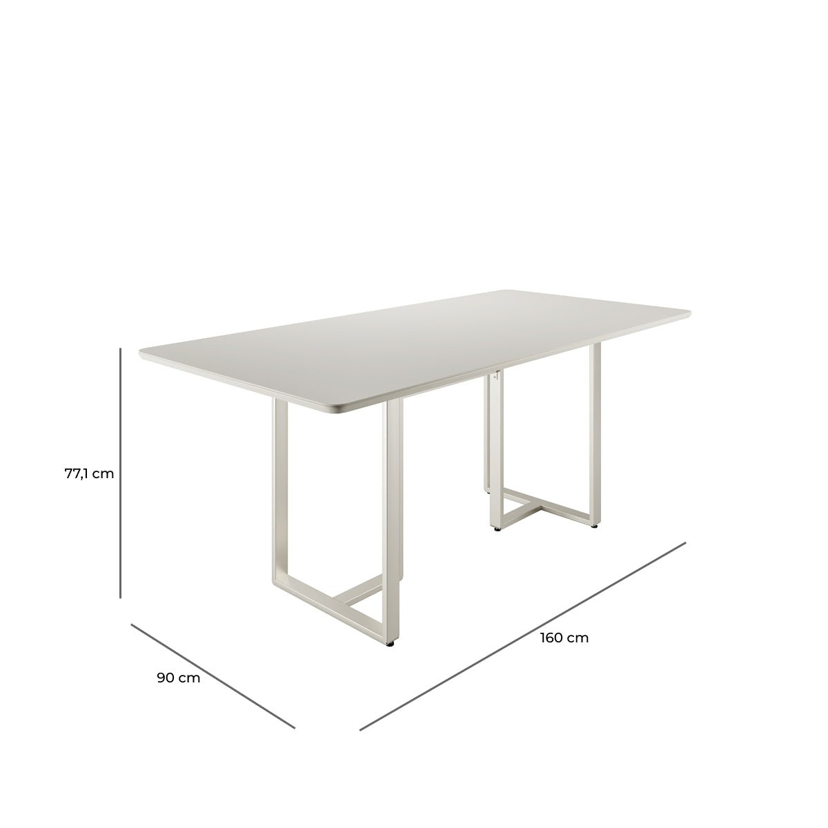 Mesa de Jantar Retangular com Vidro para 6 Lugares Arcádia 160cm Off - White Fosco com Champanhe - Província - Mesa de jantar