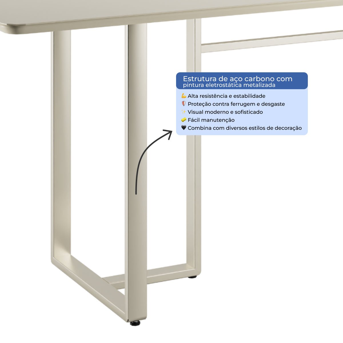 Mesa de Jantar Retangular com Vidro para 6 Lugares Arcádia 184cm Off - White Fosco com Champanhe - Província - Mesa de jantar