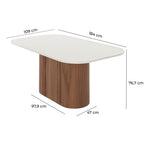 Mesa de Jantar Retangular com Vidro para 6 Lugares Kalina 184cm Off - White Fosco com Canella - Província - Mesa de jantar