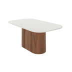 Mesa de Jantar Retangular com Vidro para 6 Lugares Kalina 184cm Off - White Fosco com Canella - Província - Mesa de jantar