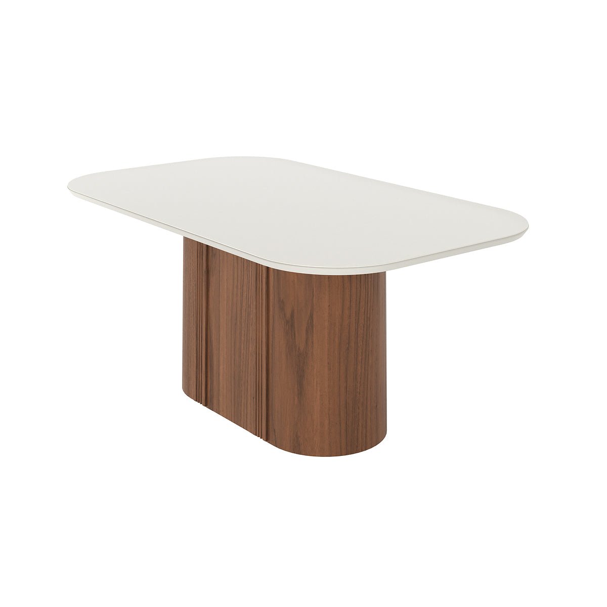 Mesa de Jantar Retangular com Vidro para 6 Lugares Kalina 184cm Off - White Fosco com Canella - Província - Mesa de jantar