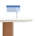 Mesa de Jantar Retangular com Vidro para 6 Lugares Lintz 184cm Off White Fosco com PU Caramelo e Canella - Província - Mesa de jantar