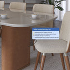 Mesa de Jantar Retangular com Vidro para 6 Lugares Lintz 184cm Off White Fosco com PU Caramelo e Canella - Província - Mesa de jantar