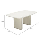 Mesa de Jantar Retangular com Vidro para 6 Lugares Lintz 184cm Off White Fosco com PU Off - White e Champanhe - Província - Mesa de jantar