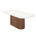 Mesa de Jantar Retangular com Vidro para 8 Lugares Kalina 220cm Off - White Fosco com Canella - Província - Mesa de jantar