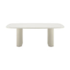 Mesa de Jantar Retangular com Vidro para 8 Lugares Lintz 219cm Off White Fosco com PU Off - White e Champanhe - Província - Mesa de jantar