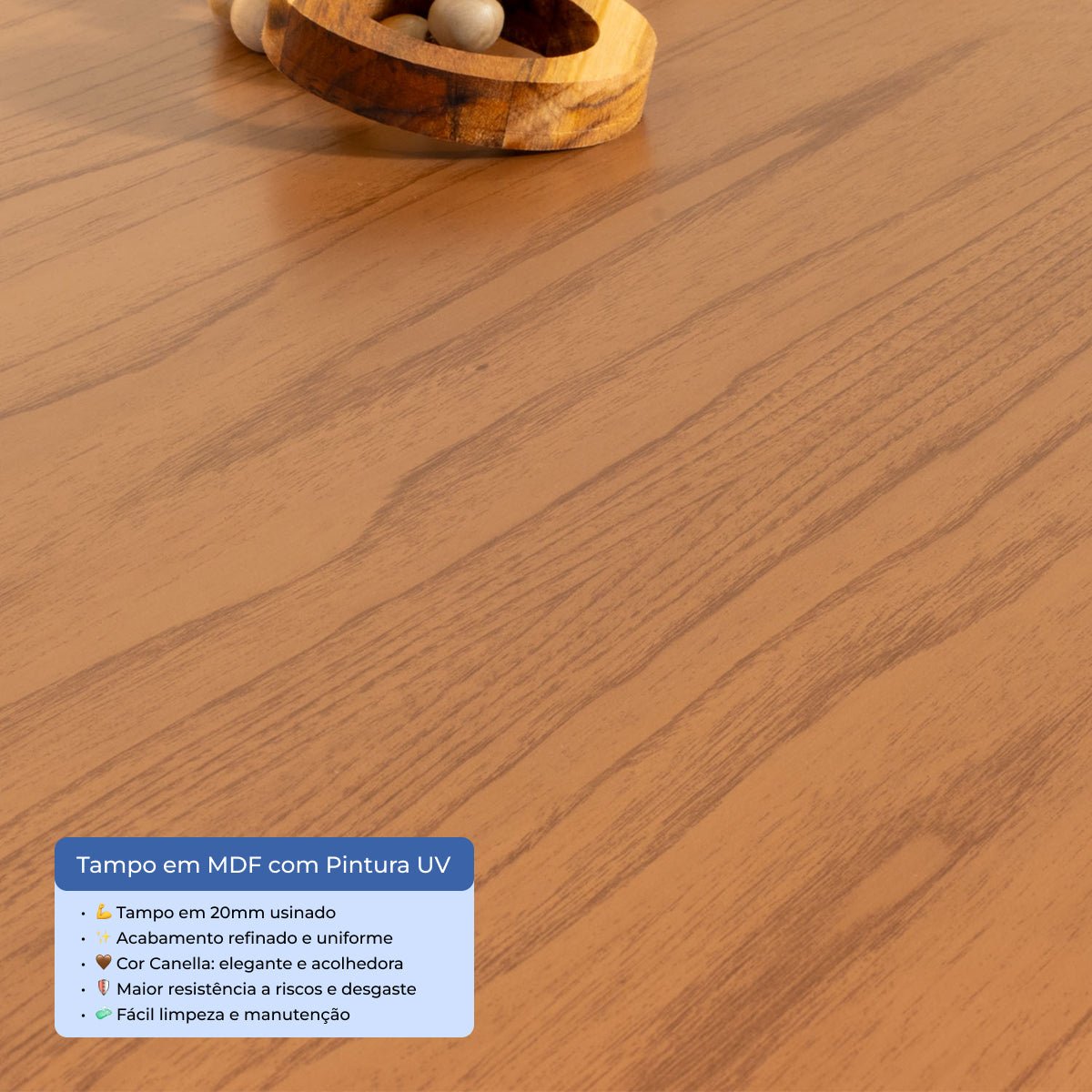 Mesa de Jantar Retangular para 8 Lugares Harmony 219cm Natural com Canella - Província - Mesa de jantar