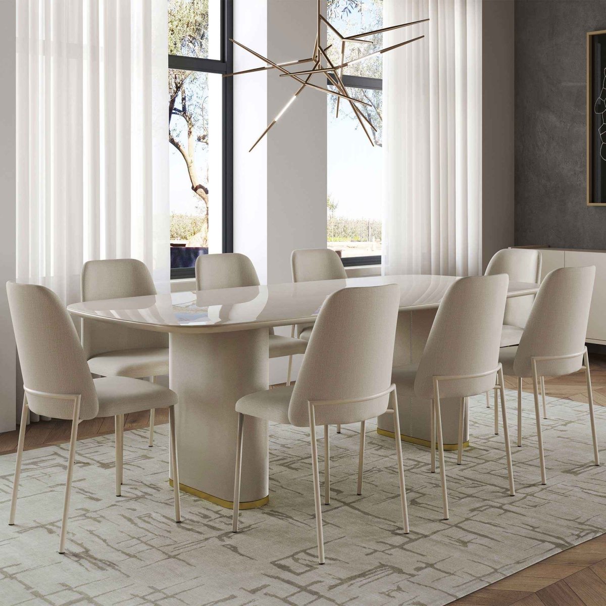 Mesa de Jantar Retangular para 8 Lugares Lintz 219cm - Província - Mesa 8 Cadeiras