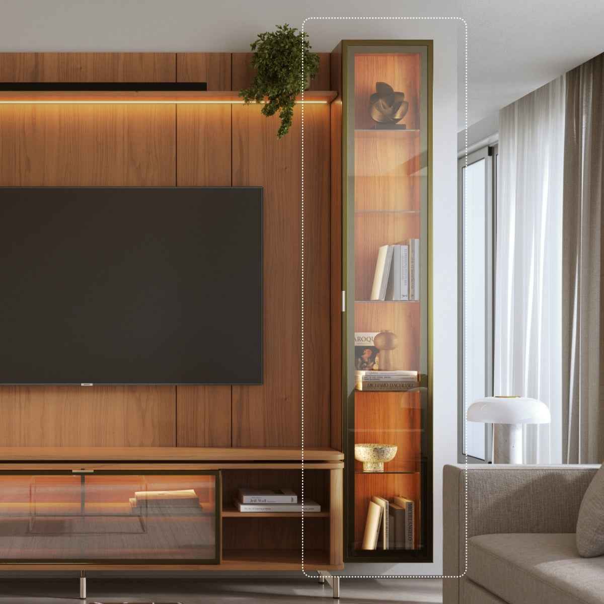 Módulo Cristaleira 1 Porta com Vidro Reflecta para Painel Neon Float - Província - Painel para TV