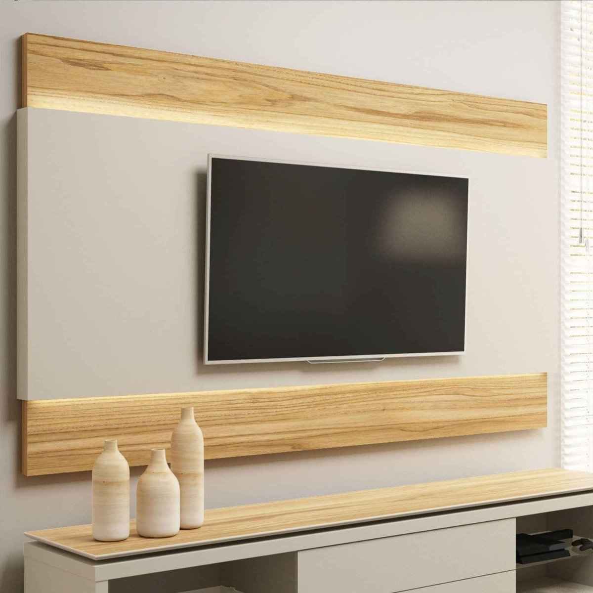Painel para TVs até 75 Polegadas New Lincoln 195cm Freijó com Grigio Gloss