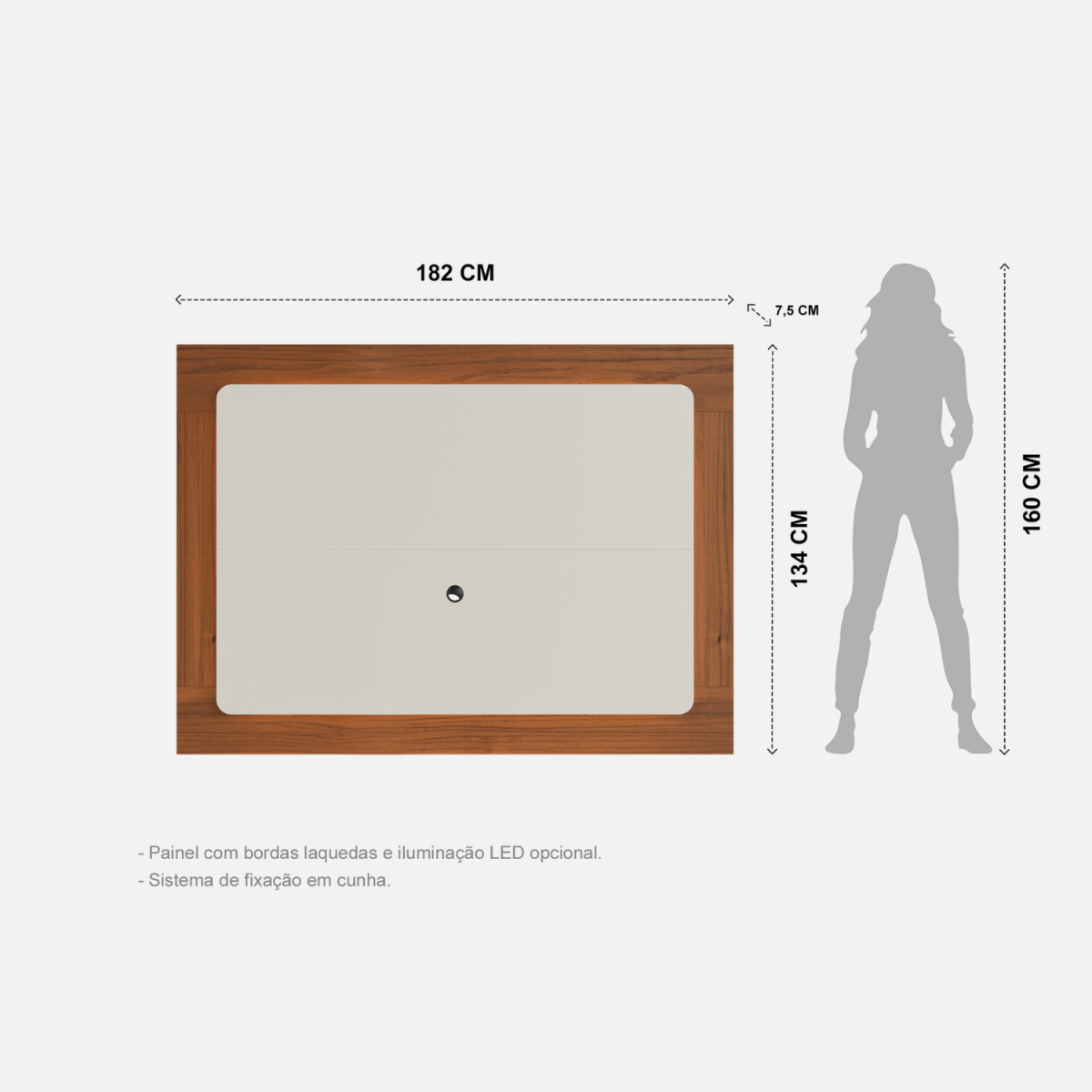 Painel para TVs até 75 Polegadas Oslo 182cm Off White Fosco com Canella - Província - Painel para TV