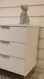 Cômoda 6 Gavetas Yves 135cm Branco Fosco com Champanhe