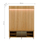 Rack com Painel para TV até 75 Polegadas Vidro Reflecta 100% MDF com Led Lincoln Float 178cm - Província - Rack com painel