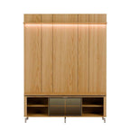 Rack com Painel para TV até 75 Polegadas Vidro Reflecta 100% MDF com Led Lincoln Float 178cm - Província - Rack com painel