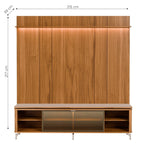 Rack com Painel para TV até 75 Polegadas Vidro Reflecta 100% MDF com Led Lincoln Float 215cm - Província - Rack com painel