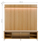 Rack com Painel para TV até 75 Polegadas Vidro Reflecta 100% MDF com Led Lincoln Float 215cm - Província - Rack com painel