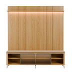 Rack com Painel para TV até 75 Polegadas Vidro Reflecta 100% MDF com Led Lincoln Float 215cm - Província - Rack com painel
