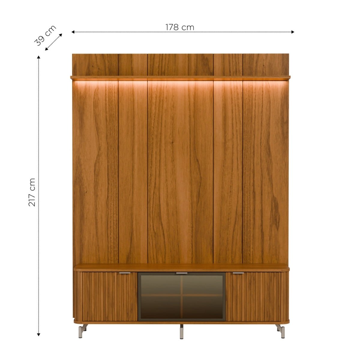 Rack com Painel para TV até 75 Polegadas Vidro Reflecta 100% MDF com Led Neon Float 178cm - Província - Rack com painel
