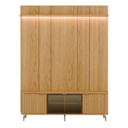 Rack com Painel para TV até 75 Polegadas Vidro Reflecta 100% MDF com Led Neon Float 178cm - Província - Rack com painel