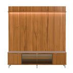 Rack com Painel para TV até 75 Polegadas Vidro Reflecta 100% MDF com Led Neon Float 215cm - Província - Rack com painel