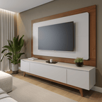 Rack Flynt para TVs até 75 Polegadas 3 Portas 184cm Off White com Natural - Província - Rack