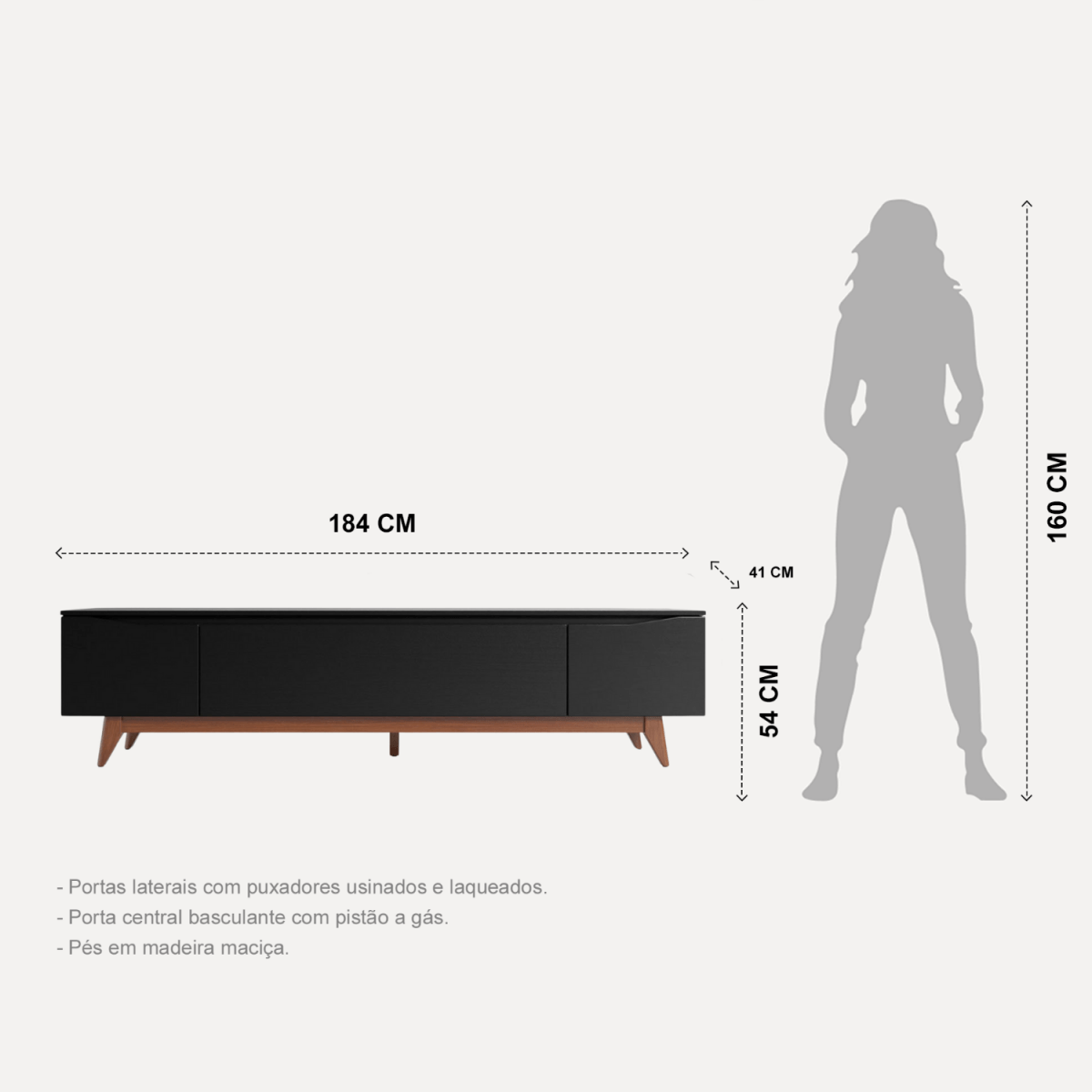 Rack Flynt para TVs até 75 Polegadas 3 Portas 184cm Off White com Natural - Província - Rack
