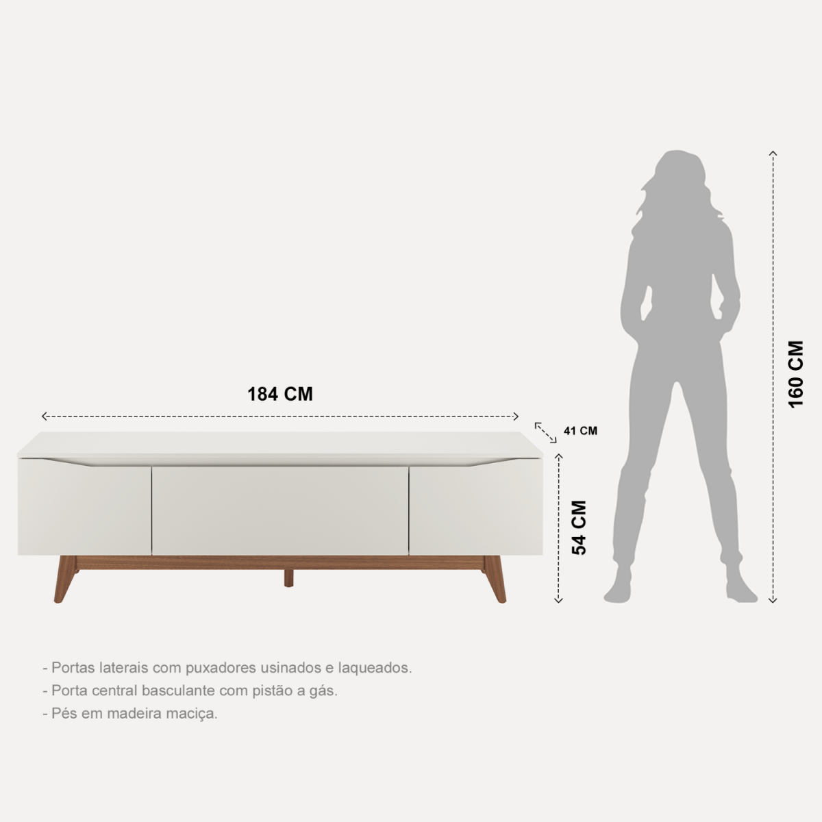 Rack Flynt para TVs até 75 Polegadas 3 Portas 184cm Off White com Natural - Província - Rack