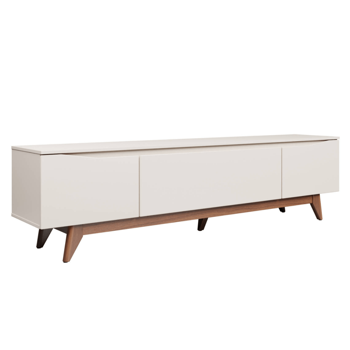 Rack Flynt para TVs até 75 Polegadas 3 Portas 220 cm Off White com Natural - Província - Rack