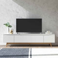 Rack Flynt para TVs até 75 Polegadas 3 Portas 220 cm Off White com Natural - Província - Rack