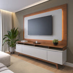 Rack Flynt ST com Painel para TV até 75 Polegadas 220cm Oslo Off White com Canela - Província - 