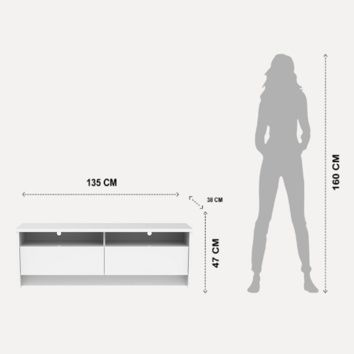 Rack para TV 50 Polegadas 2 Portas 135cm Aspen - Branco - Província - Rack com painel