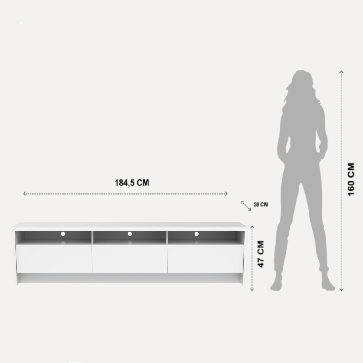 Rack para TV 75 Polegadas 3 Portas 184cm Aspen - Branco - Província - Rack com painel