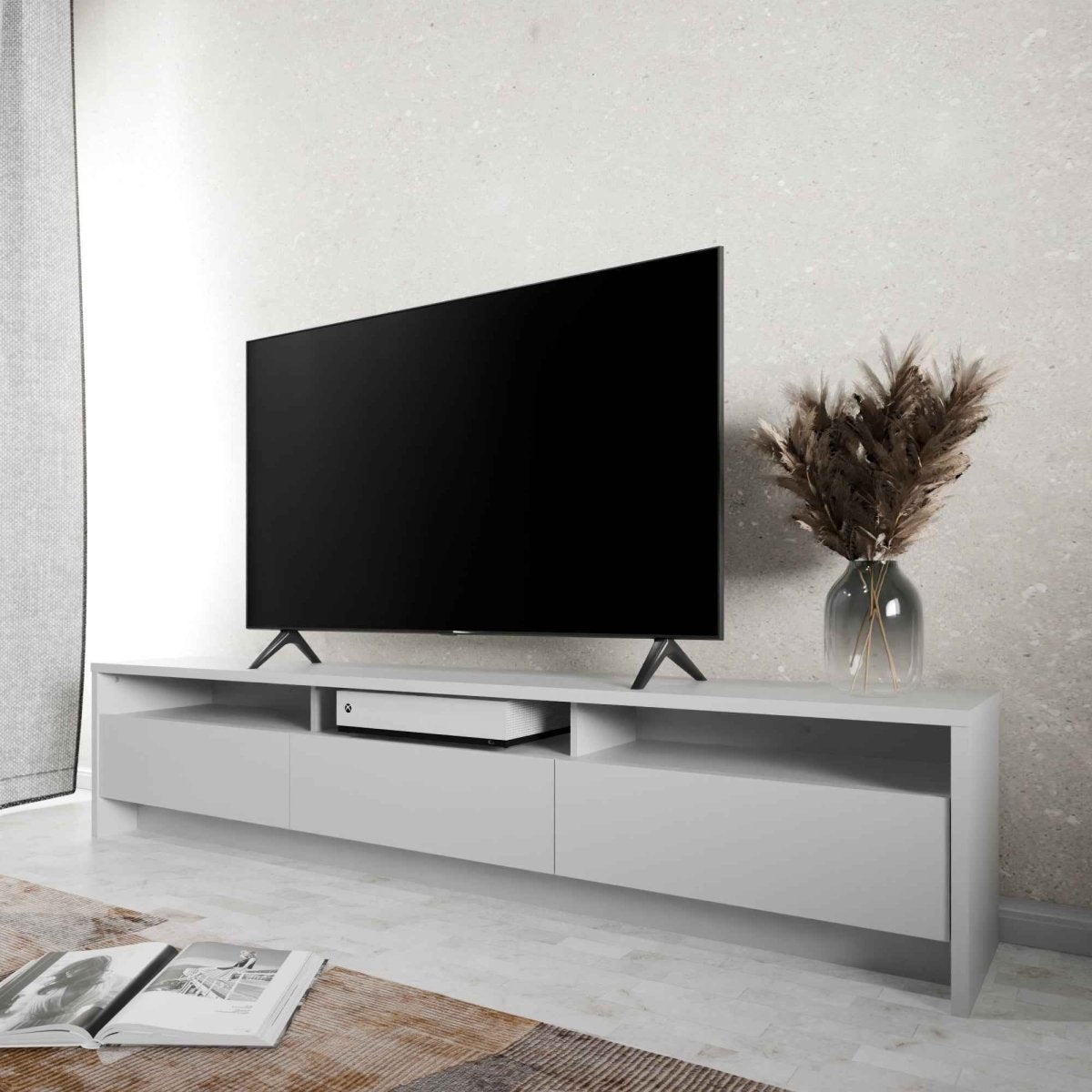 Rack para TV 75 Polegadas 3 Portas 184cm Aspen - Branco - Província - Rack com painel