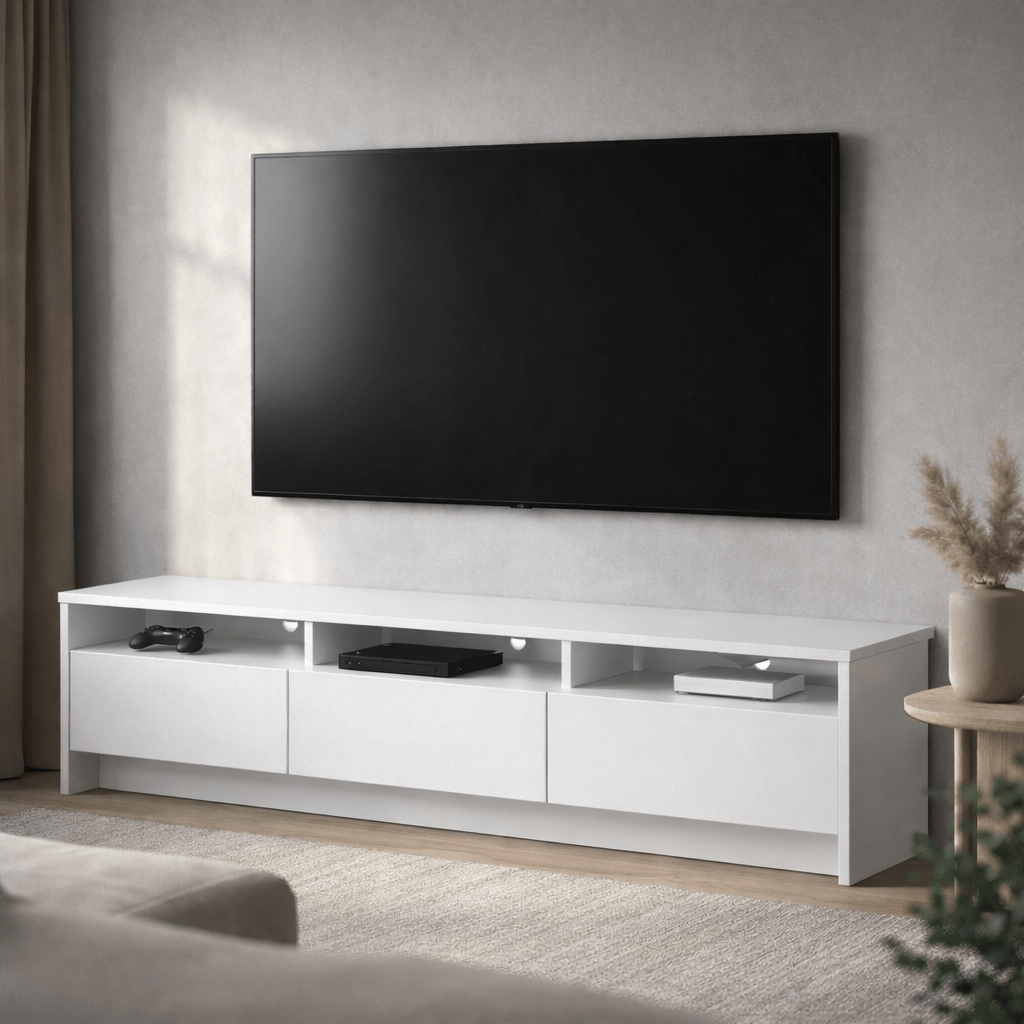 Rack para TV 75 Polegadas 3 Portas 184cm Aspen - Branco - Província - Rack com painel