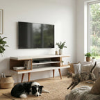 Rack para TV até 55 Polegadas Utopia Branco Gloss e Natural – 135 cm - Província - Rack