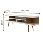 Rack para TV até 75 Polegadas Utopia Off - White Gloss e Natural – 180 cm - Província - Rack