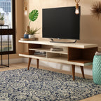 Rack para TV até 75 Polegadas Utopia Off - White Gloss e Natural – 180 cm - Província - Rack