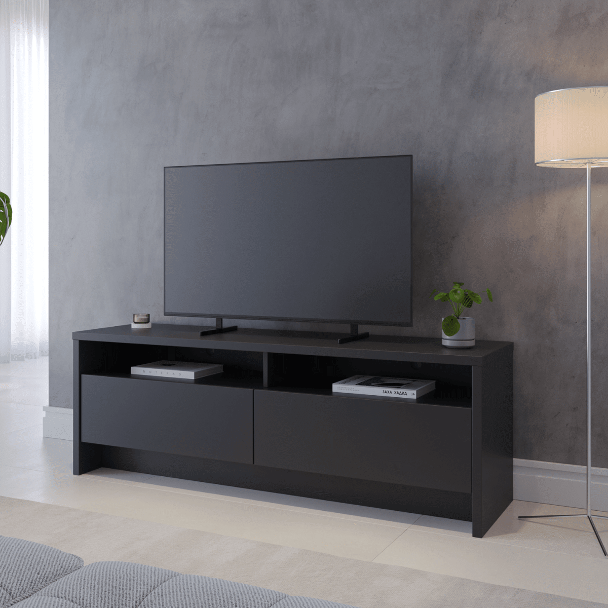 Rack para TVs até 50 Polegadas 2 Portas Aspen 135cm Branco Fosco - Província - Rack com painel