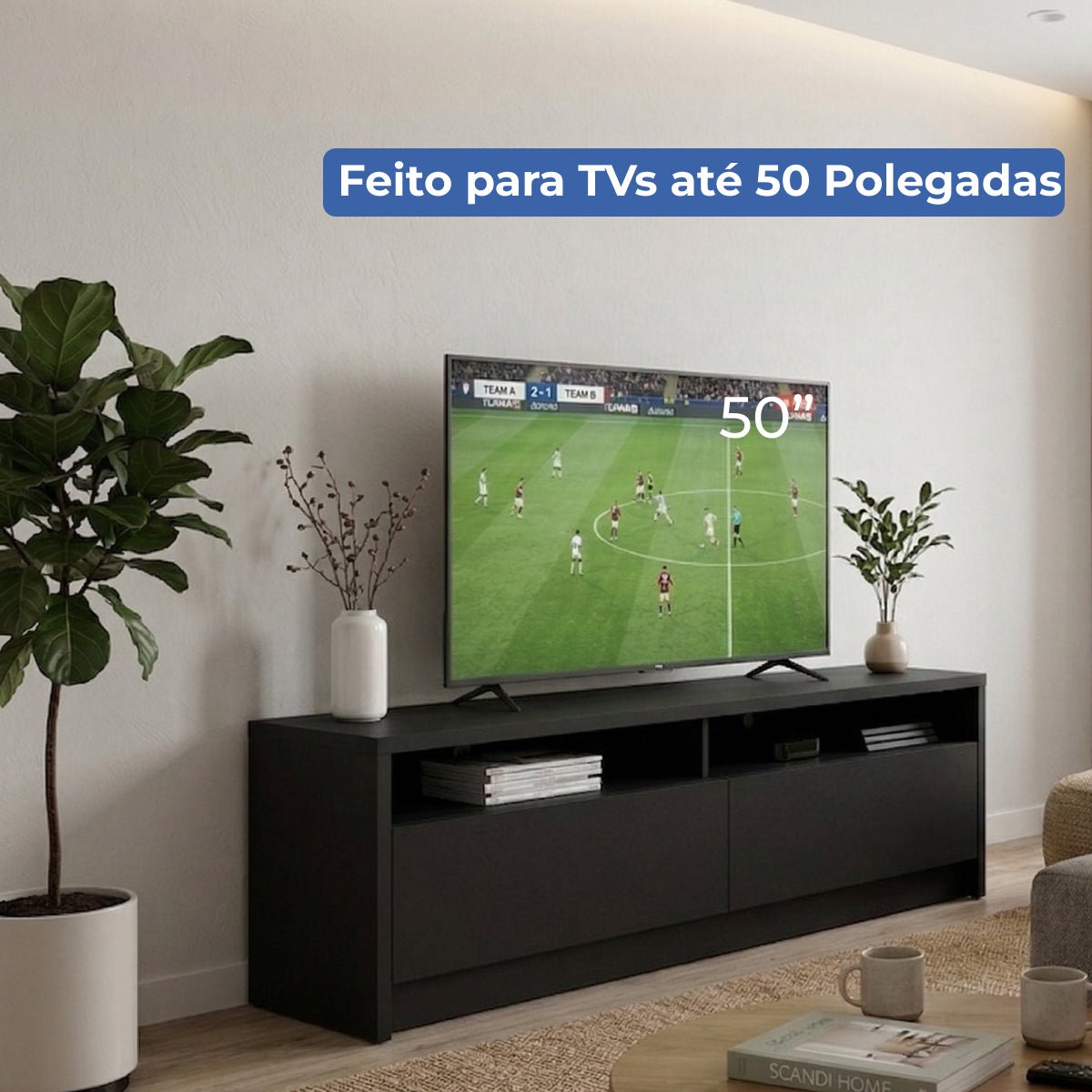 Rack para TVs até 50 Polegadas 2 Portas Aspen 135cm - Província - Rack com painel