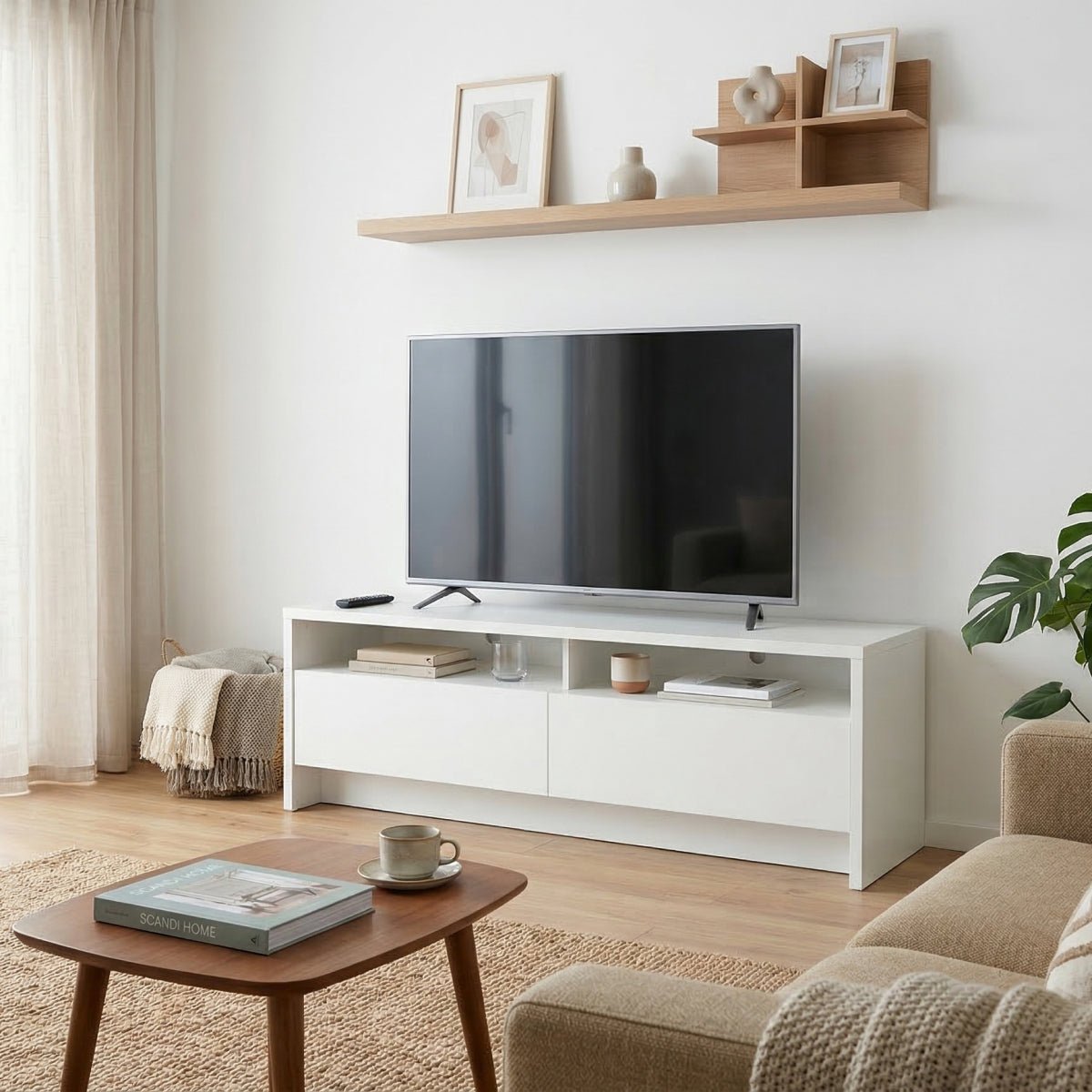 Rack para TVs até 50 Polegadas 2 Portas Aspen 135cm - Província - Rack com painel